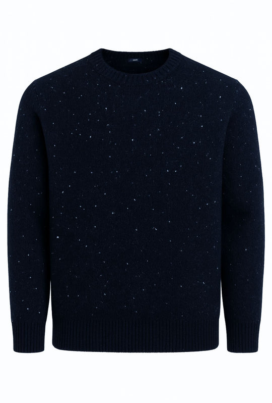 Maglione uomo morbidissimo girocollo invernale melangiato - BLU