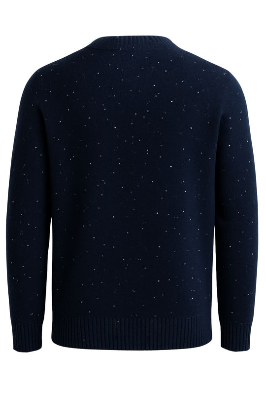 Maglione uomo morbidissimo girocollo invernale melangiato - BLU