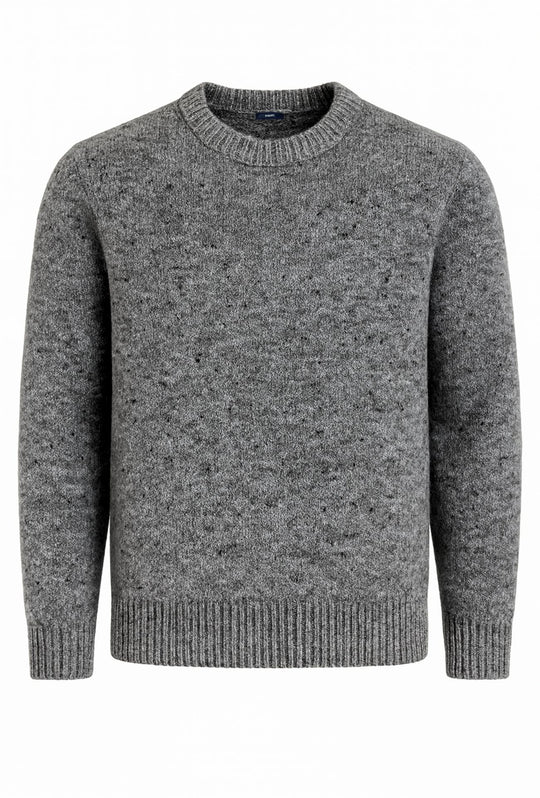 Maglione uomo morbidissimo girocollo invernale melangiato - GRIGIO