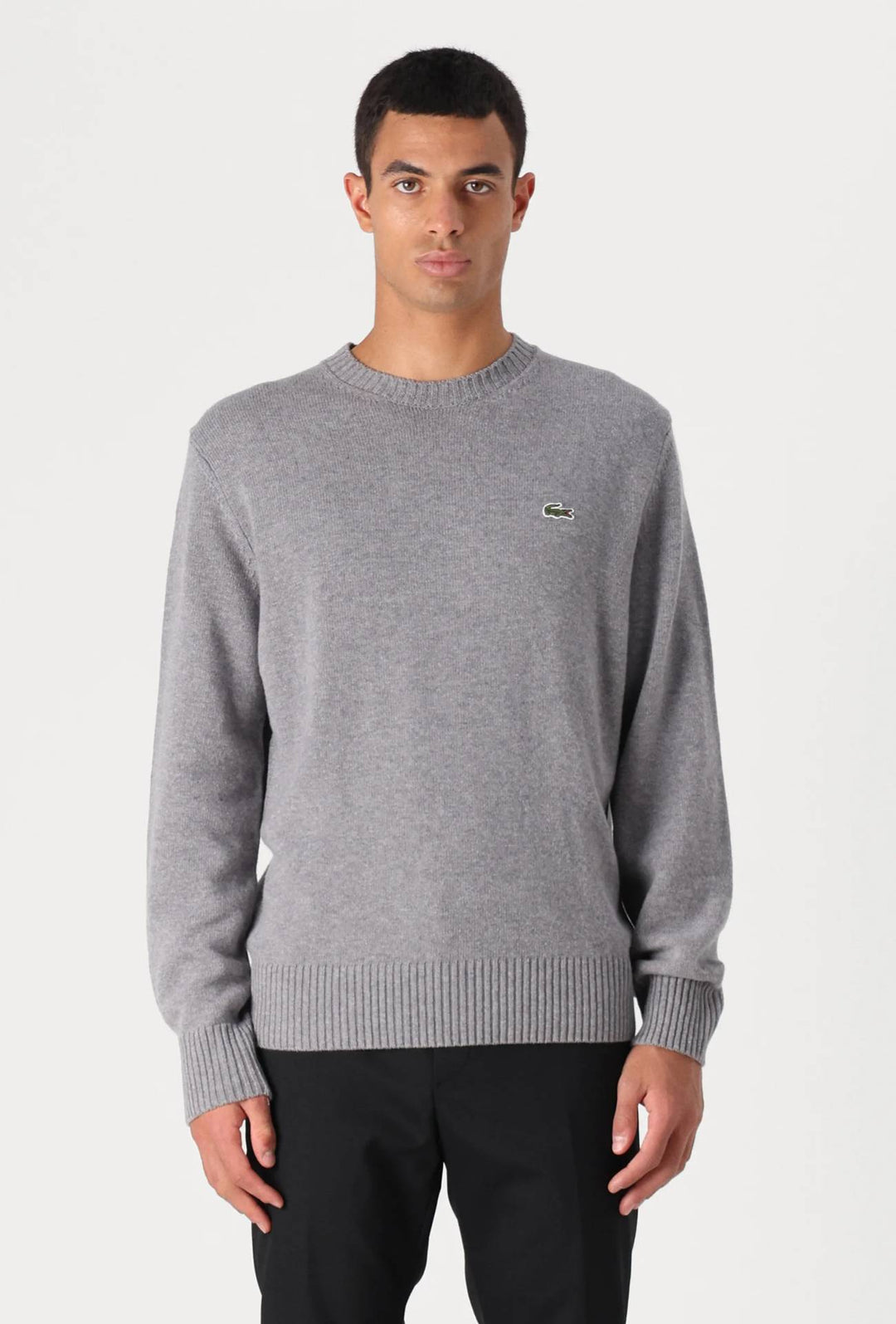 Maglione uomo LACOSTE in lana cardata - GRIGIO