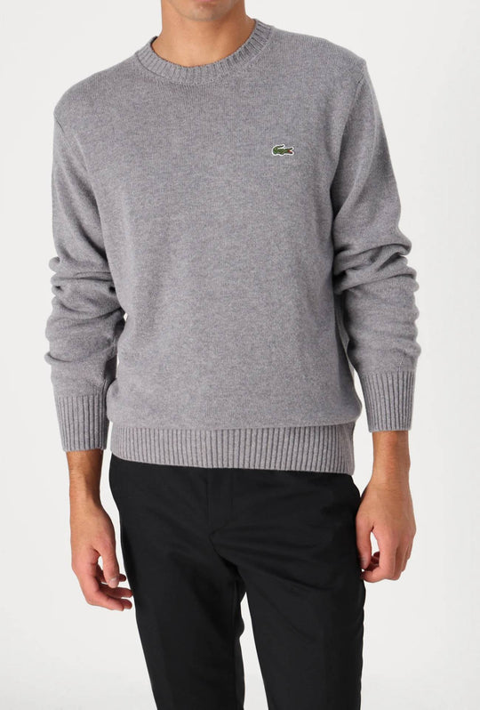 Maglione uomo LACOSTE in lana cardata - GRIGIO