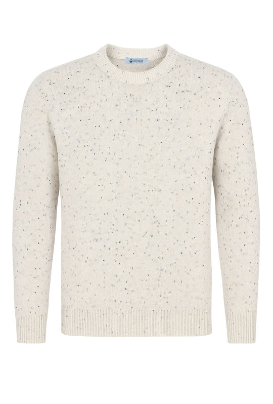 Maglione uomo dresserd in lana mélange girocollo invernale - PANNA