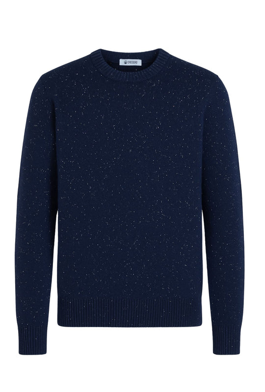 Maglione uomo dresserd in lana mélange girocollo invernale - BLU