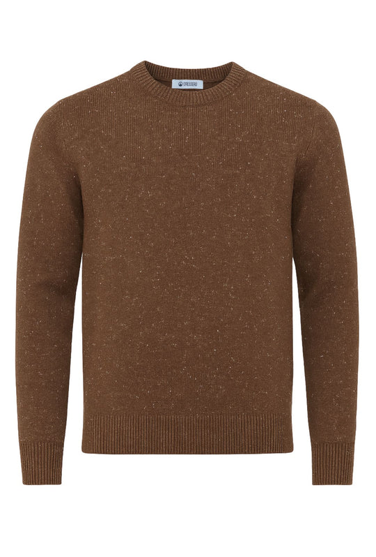 Maglione uomo dresserd in lana mélange girocollo invernale - MARRONE