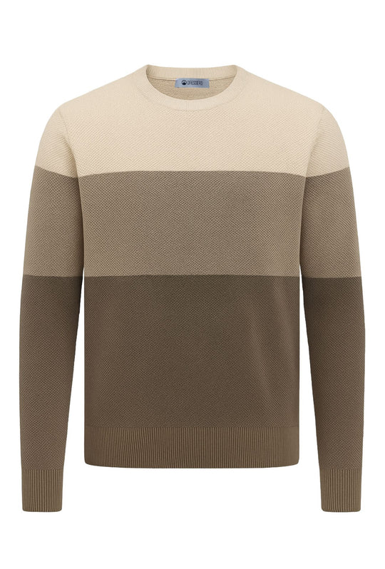 Maglione uomo girocollo Trama lavorata, semi slim fit - BEIGE