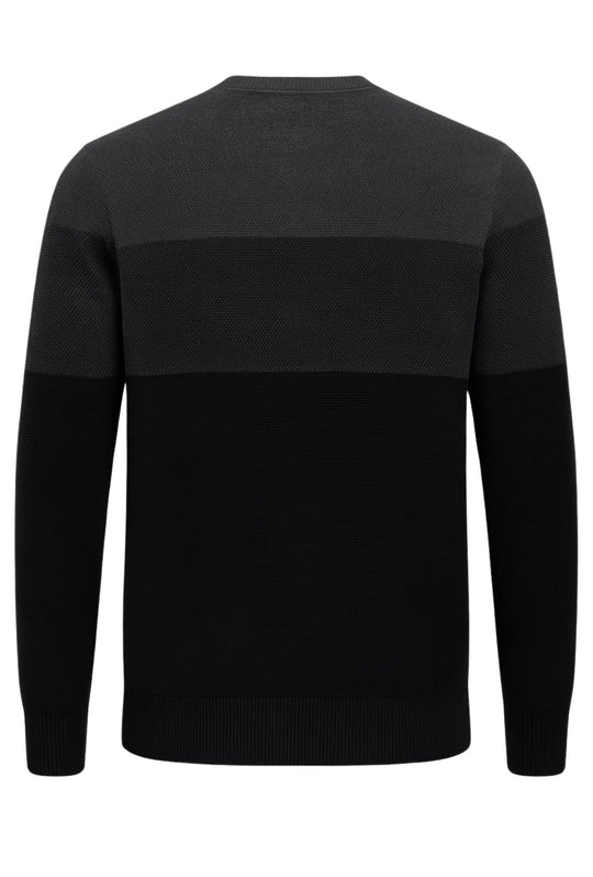 Maglione uomo girocollo Trama lavorata, semi slim fit - NERO