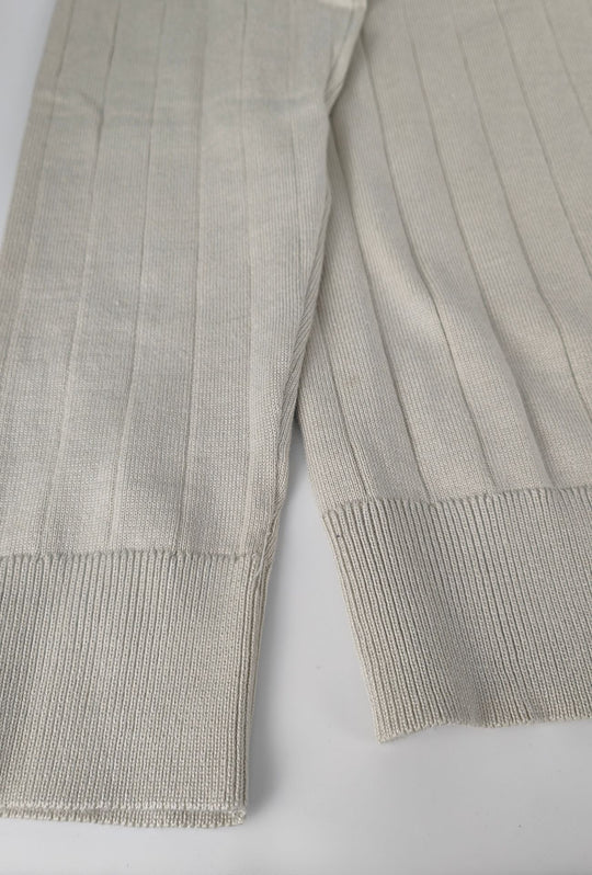 Polo Uomo Manica Lunga Dresserd  in Maglia a Coste con Scollo Derby- SABBIA