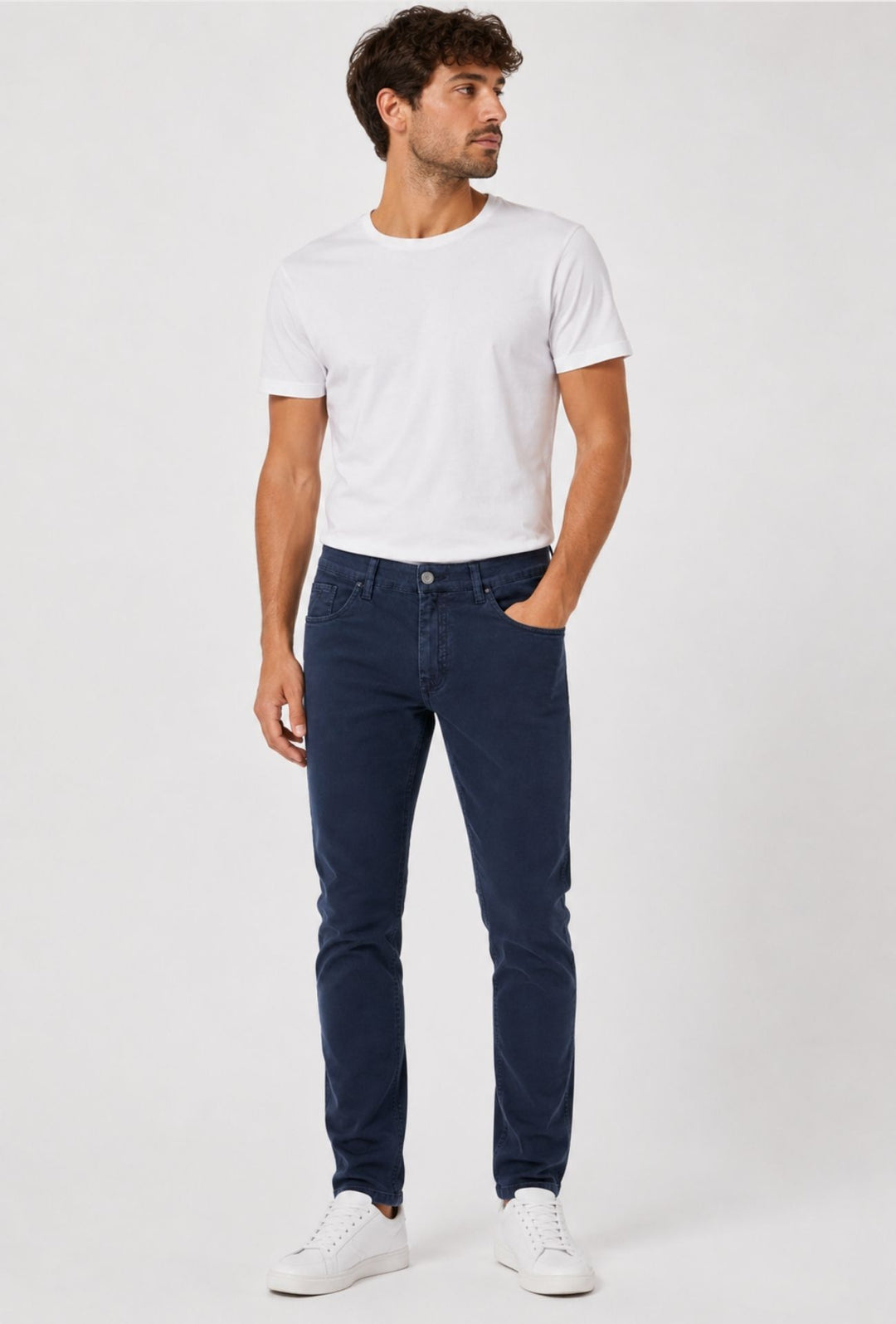 Pantalone Uomo 5 Tasche in gabardina stretch invernale - BLU