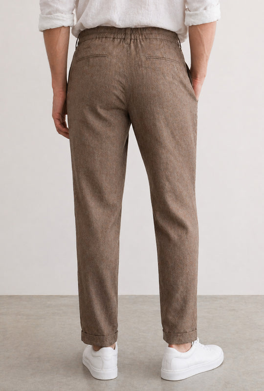 Pantalaccio uomo Dresserd lino cotone comfort Fit - CAMMELLO