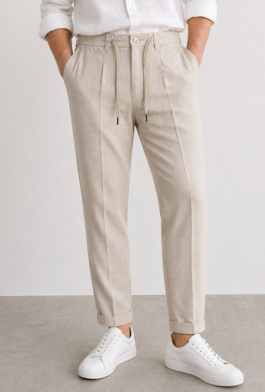 Pantalaccio uomo Dresserd lino cotone comfort Fit - BEIGE