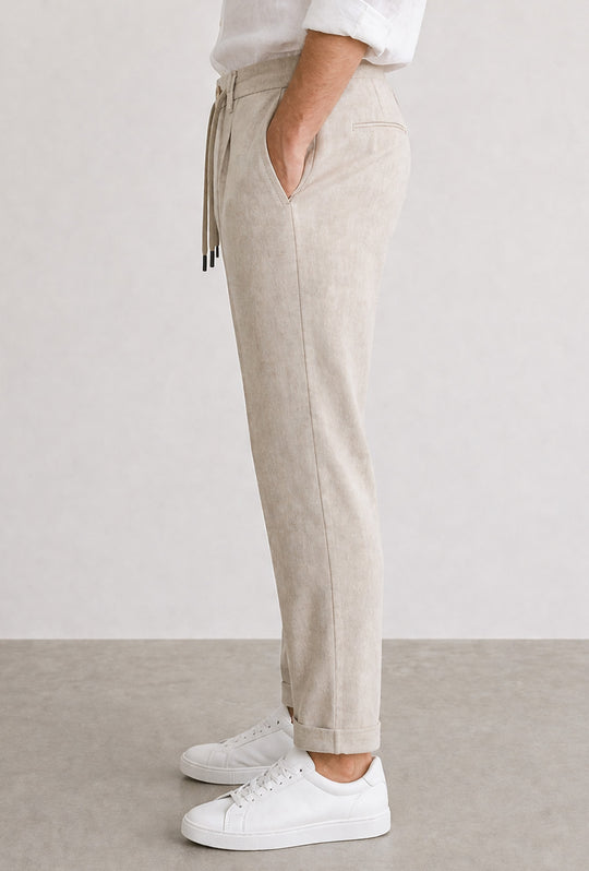 Pantalaccio uomo Dresserd lino cotone comfort Fit - BEIGE