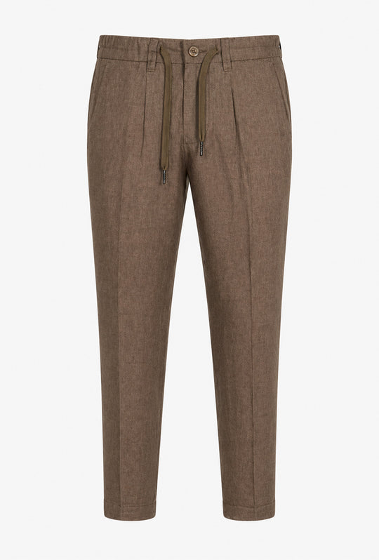 Pantalaccio uomo Dresserd lino cotone comfort Fit - CAMMELLO