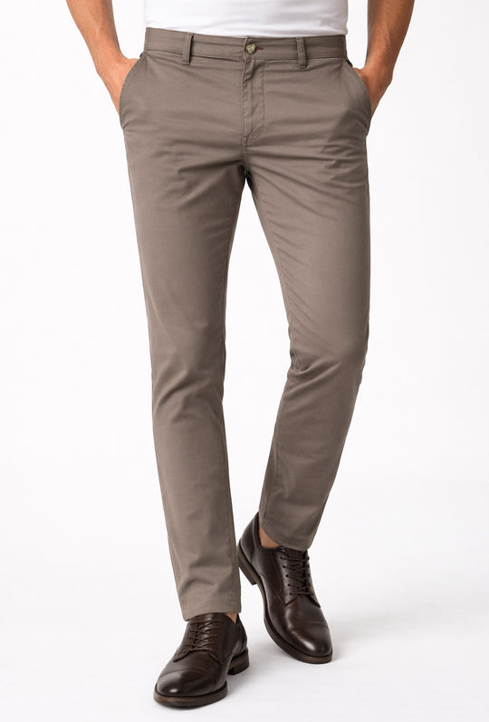 Pantalone Uomo Cotone Leggero Made in Italy Slim Fit Gamba stretta Dresserd -  MORO