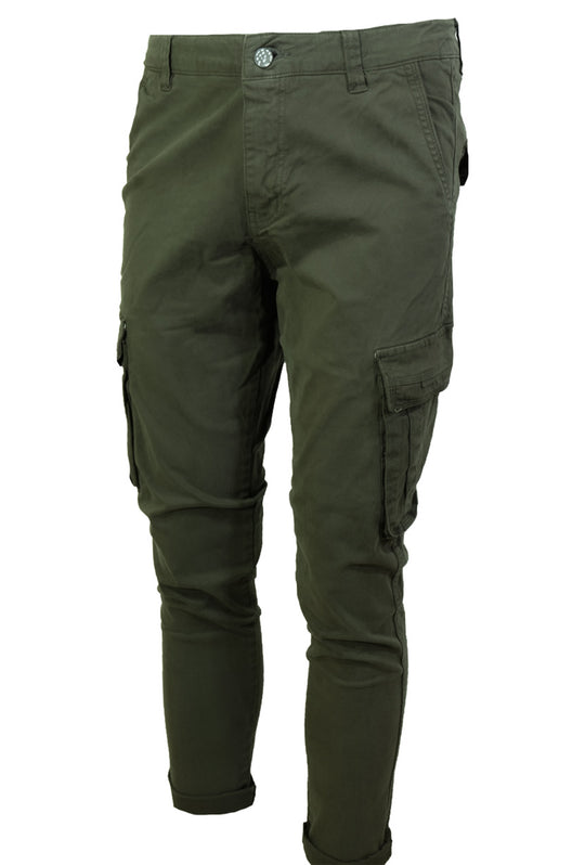 Pantalone Uomo Cargo Dresserd senza molla sotto pantaloni gamba stretta - VERDE OLIVA