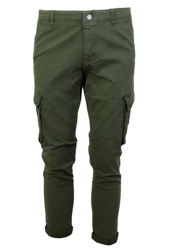 Pantalone Uomo Cargo Dresserd senza molla sotto pantaloni gamba stretta - VERDE OLIVA