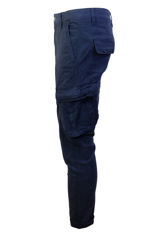 Pantalone Uomo Cargo Dresserd senza molla sotto pantaloni gamba stretta - BLU