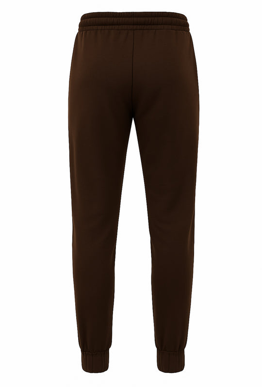 Pantalone di tuta in punto milano pantalone con patch cucito - MARRONE