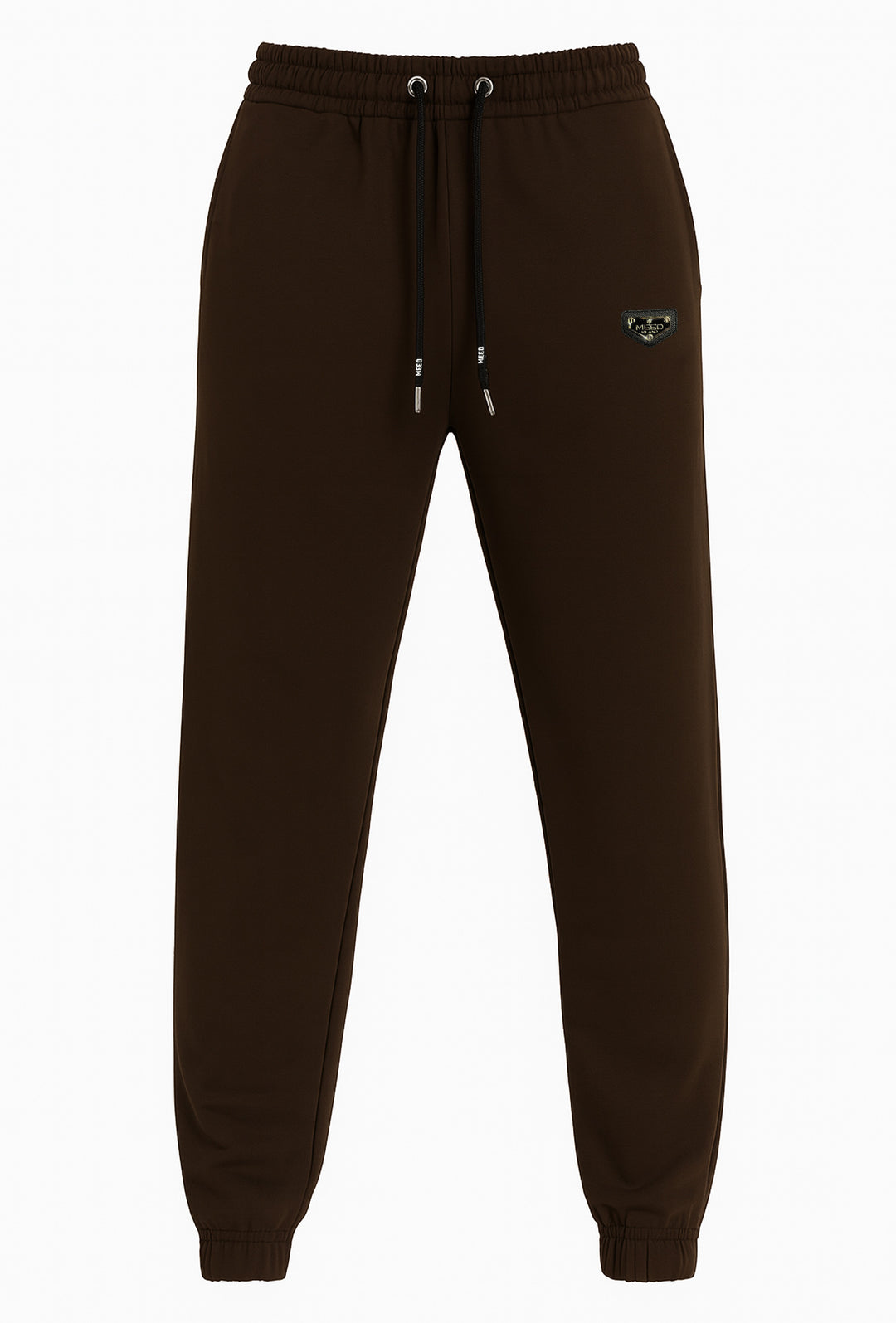 Pantalone di tuta in punto milano pantalone con patch cucito - MARRONE