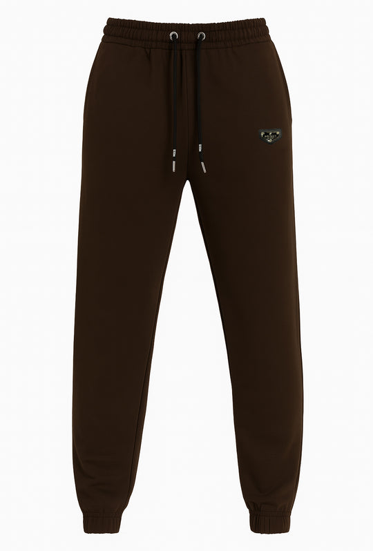 Pantalone di tuta in punto milano pantalone con patch cucito - MARRONE