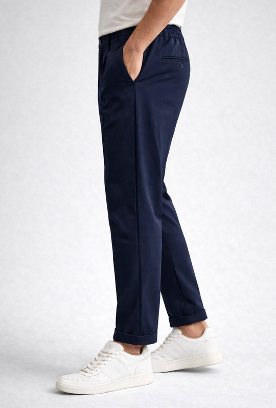 Pantalone uomo con elastico capri in viscosa - BLU