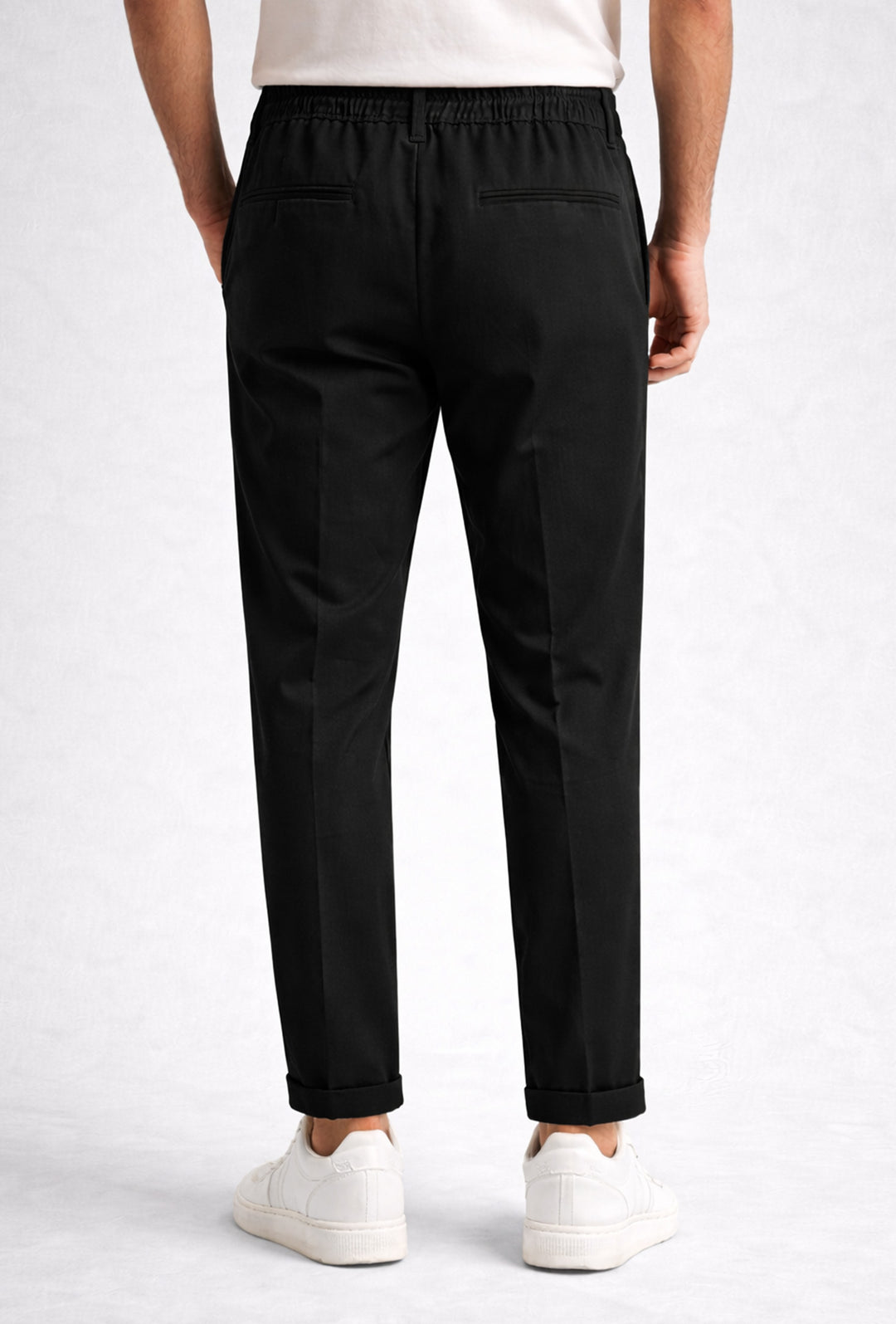 Pantalone uomo con elastico capri in viscosa - NERO