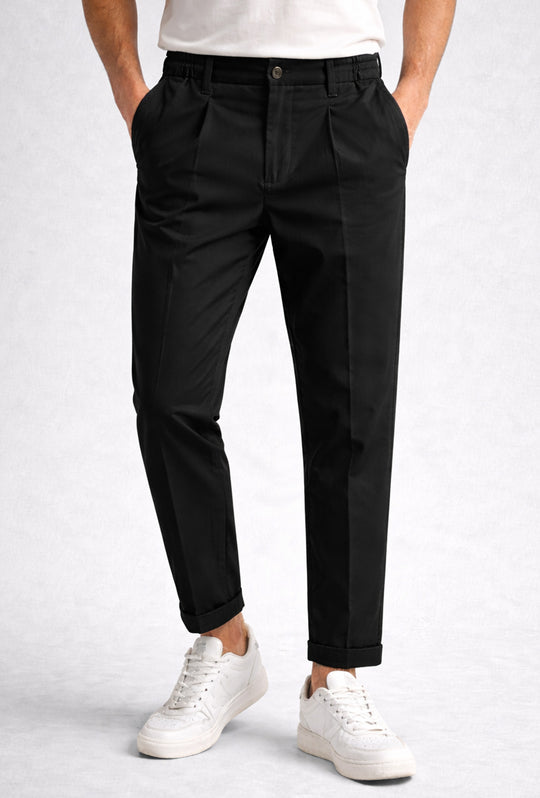 Pantalone uomo con elastico capri in viscosa - NERO