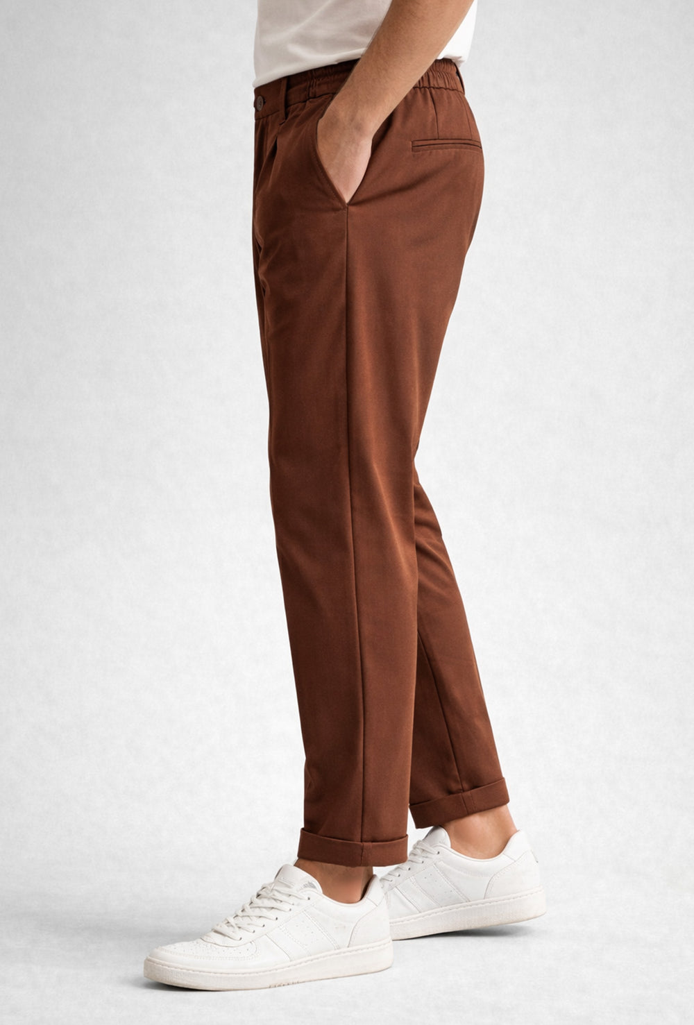 Pantalone uomo con elastico capri in viscosa - RUGGINE