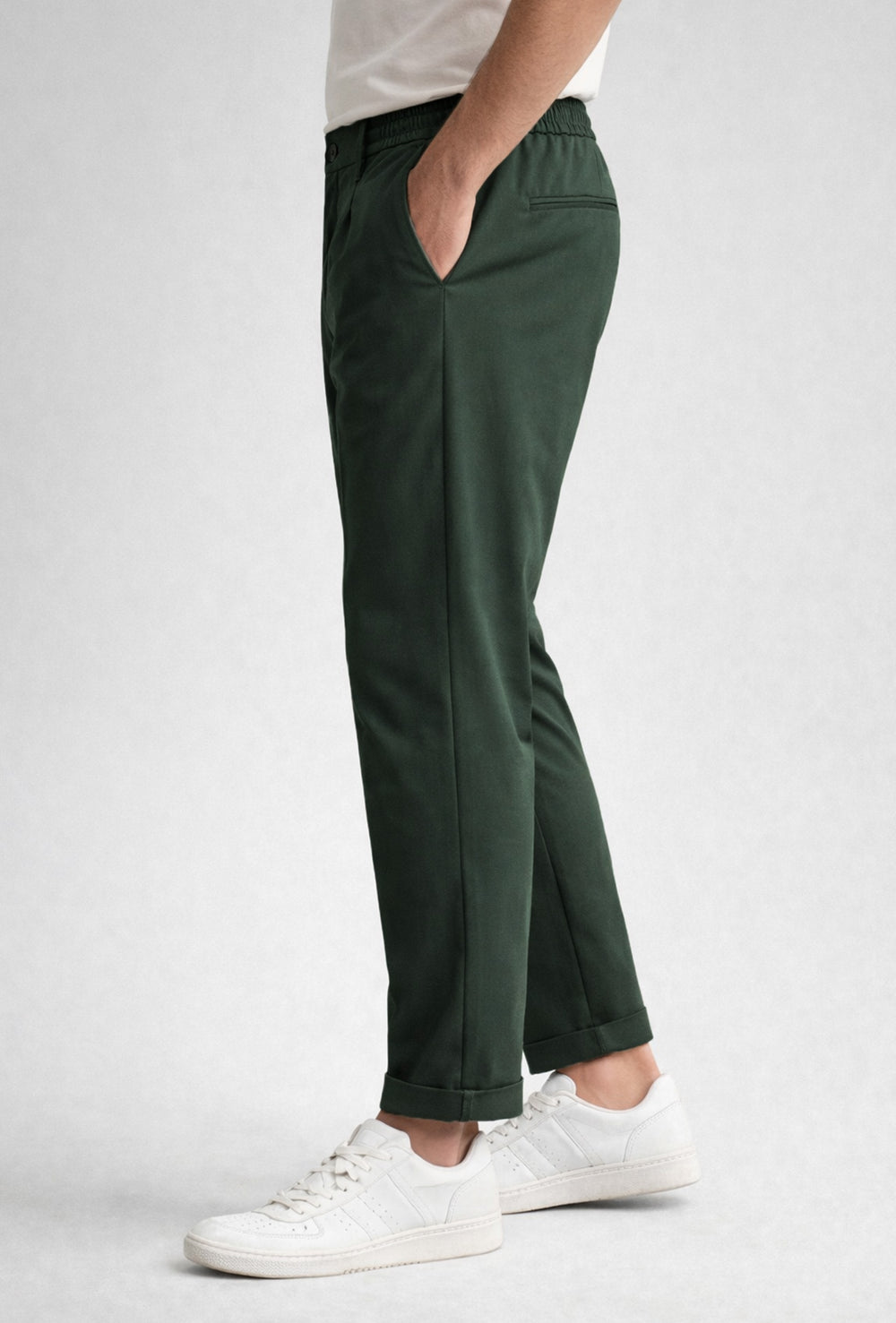Pantalone uomo con elastico capri in viscosa - VERDE