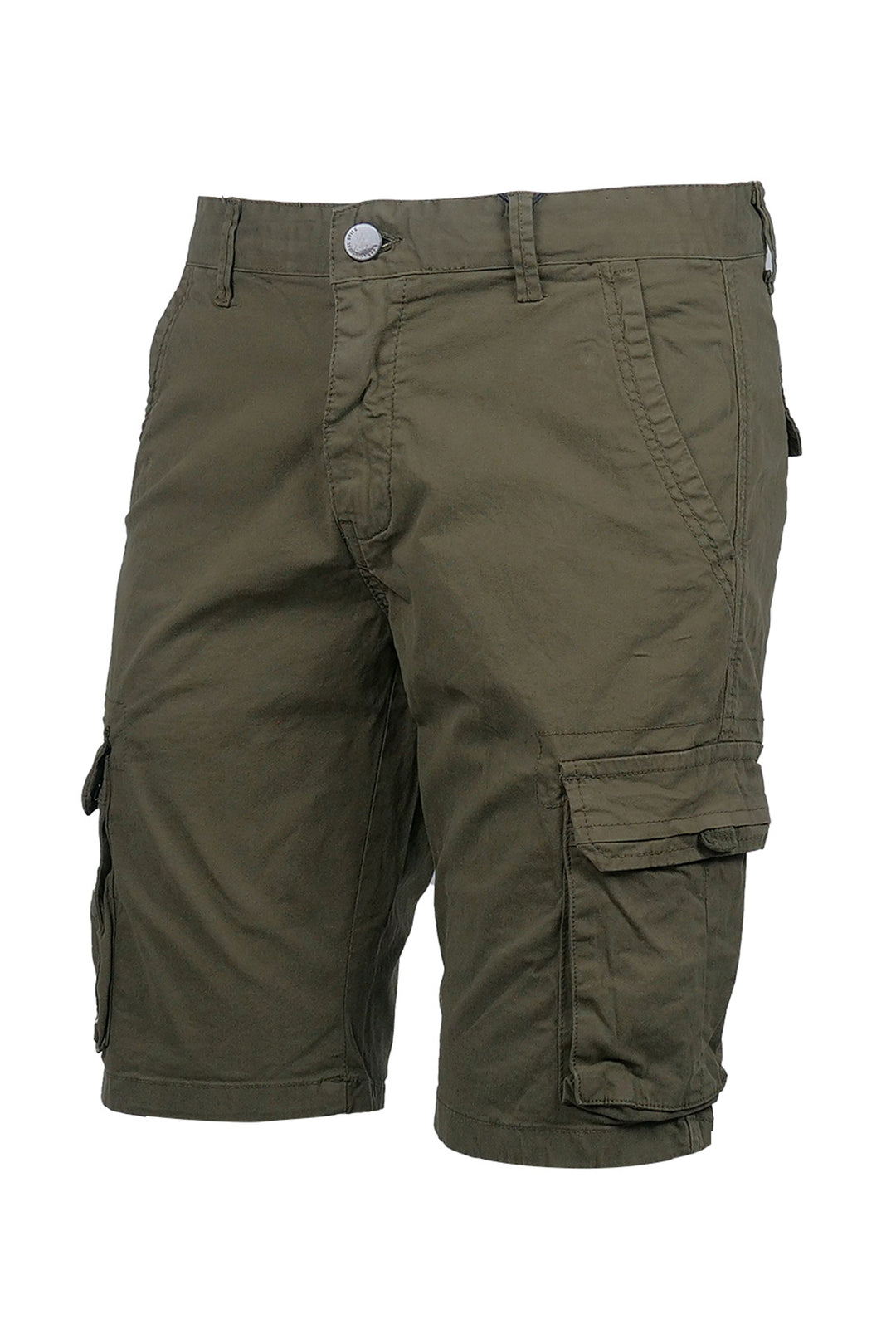 Bermuda Uomo Tasconi Laterali Pantaloncino in Cotone Tasche laterali Dresserd - VERDE MILITARE