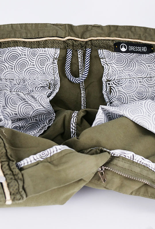 Bermuda Uomo Tasconi Laterali Pantaloncino in Cotone Tasche laterali Dresserd - VERDE MILITARE