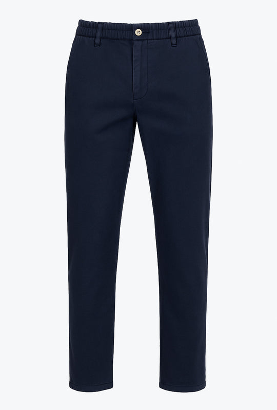Pantalone uomo PORTOCERVO caldo cotone con elastico in vita - BLU