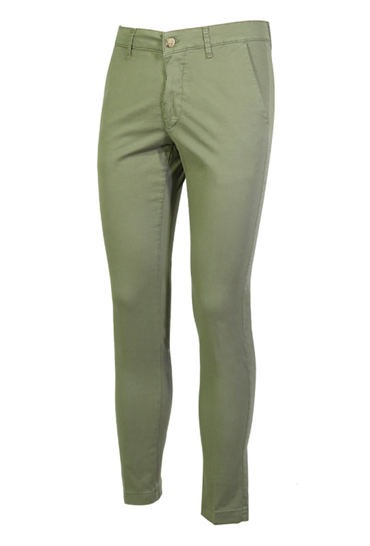 Pantalone Uomo Cotone Leggero Made in Italy Slim Fit Gamba stretta, Pantaloni uomo Dresserd - VERDE