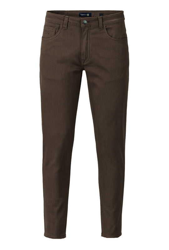 Pantalone Uomo 5 Tasche in gabardina stretch invernale - MARRONE