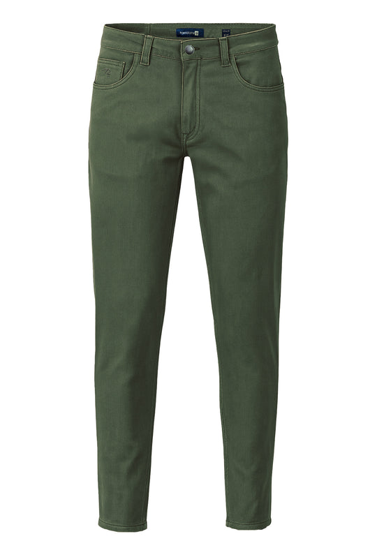 Pantalone Uomo 5 Tasche in gabardina stretch invernale - VERDE SCURO