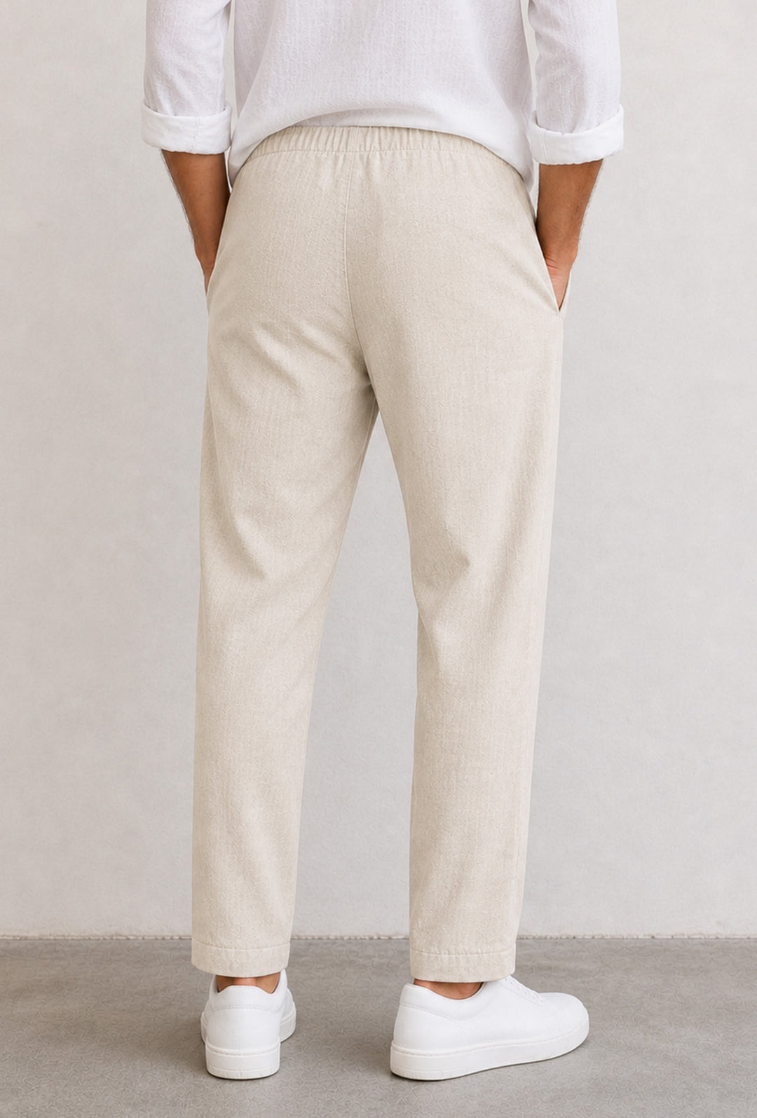 Pantalone uomo pantalaccio Lino Viscosa made in italy - BEIGE