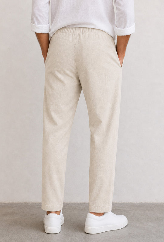 Pantalone uomo pantalaccio Lino Viscosa made in italy - BEIGE