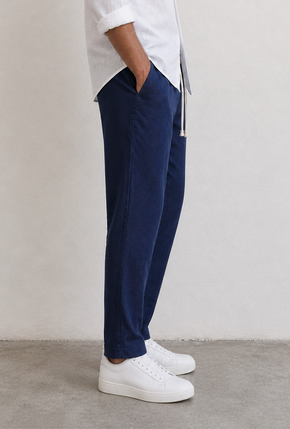 Pantalone uomo pantalaccio Lino Viscosa made in italy - BLU