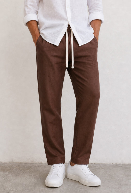 Pantalone uomo pantalaccio Lino Viscosa made in italy - CAMMELLO