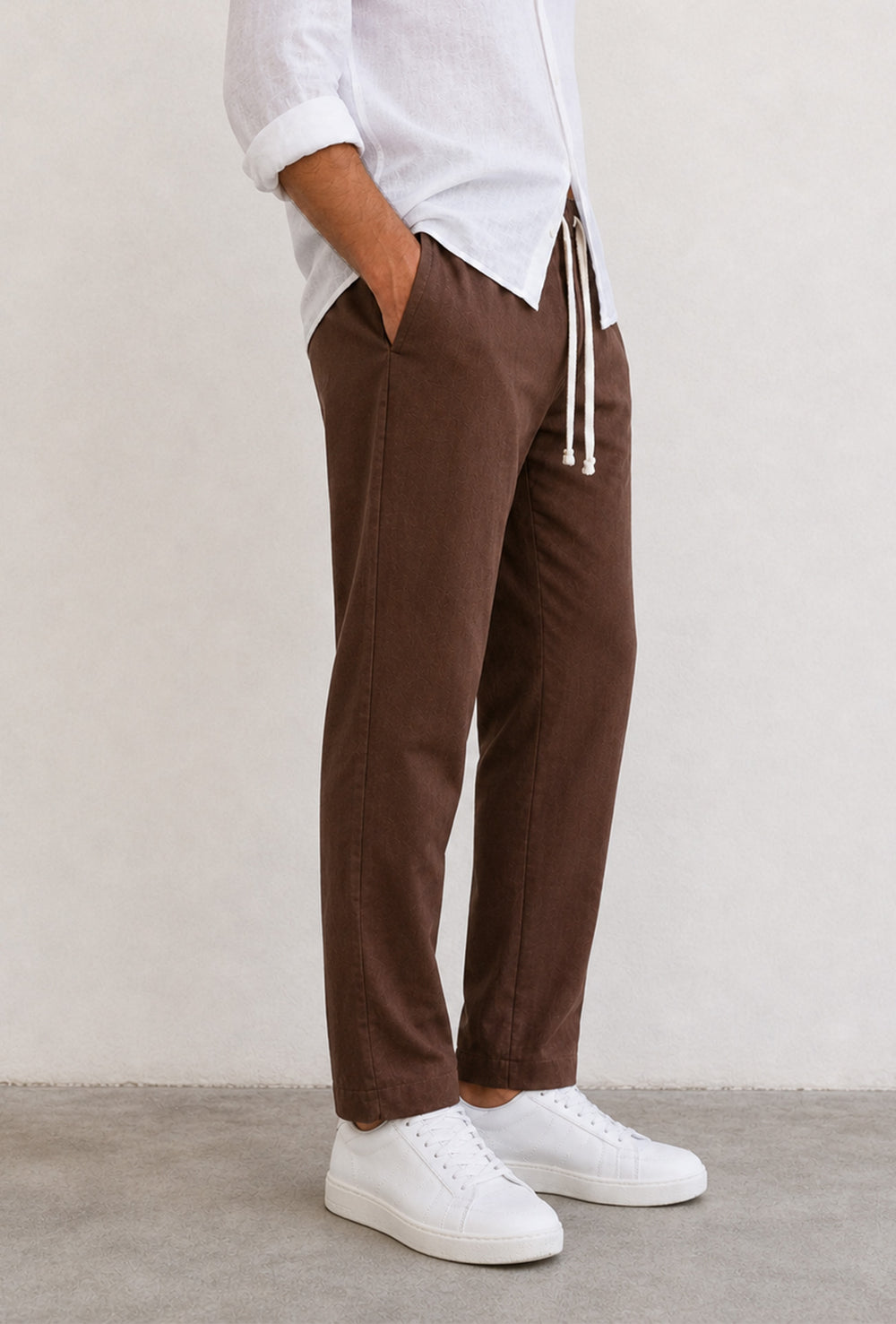 Pantalone uomo pantalaccio Lino Viscosa made in italy - CAMMELLO