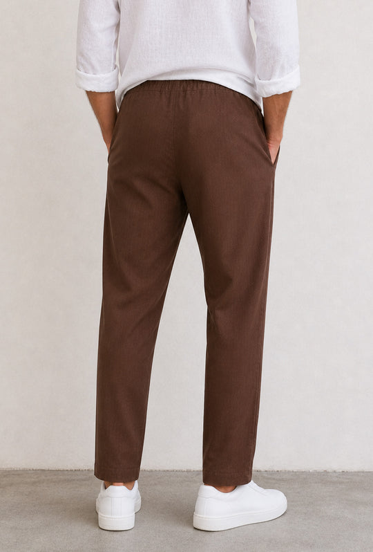 Pantalone uomo pantalaccio Lino Viscosa made in italy - CAMMELLO