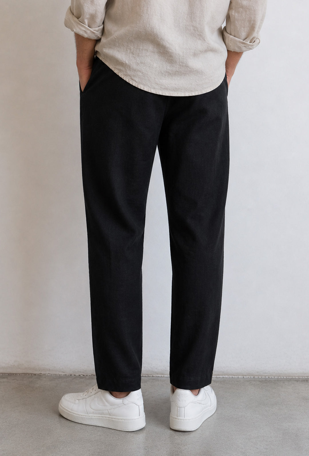 Pantalone uomo pantalaccio Lino Viscosa made in italy - NERO