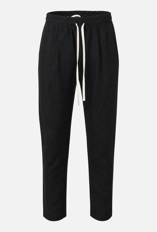 Pantalone uomo pantalaccio Lino Viscosa made in italy - NERO