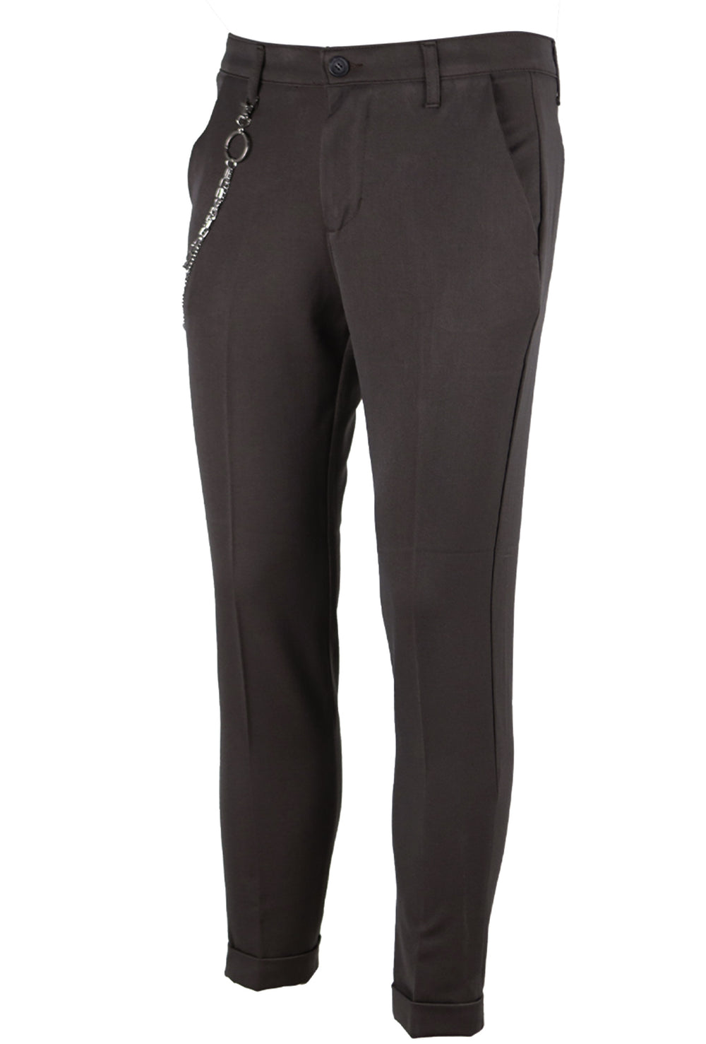 Pantalone Uomo Tasca America in Viscosa Modello elegante Gamba Stretta Dresserd - MARRONE