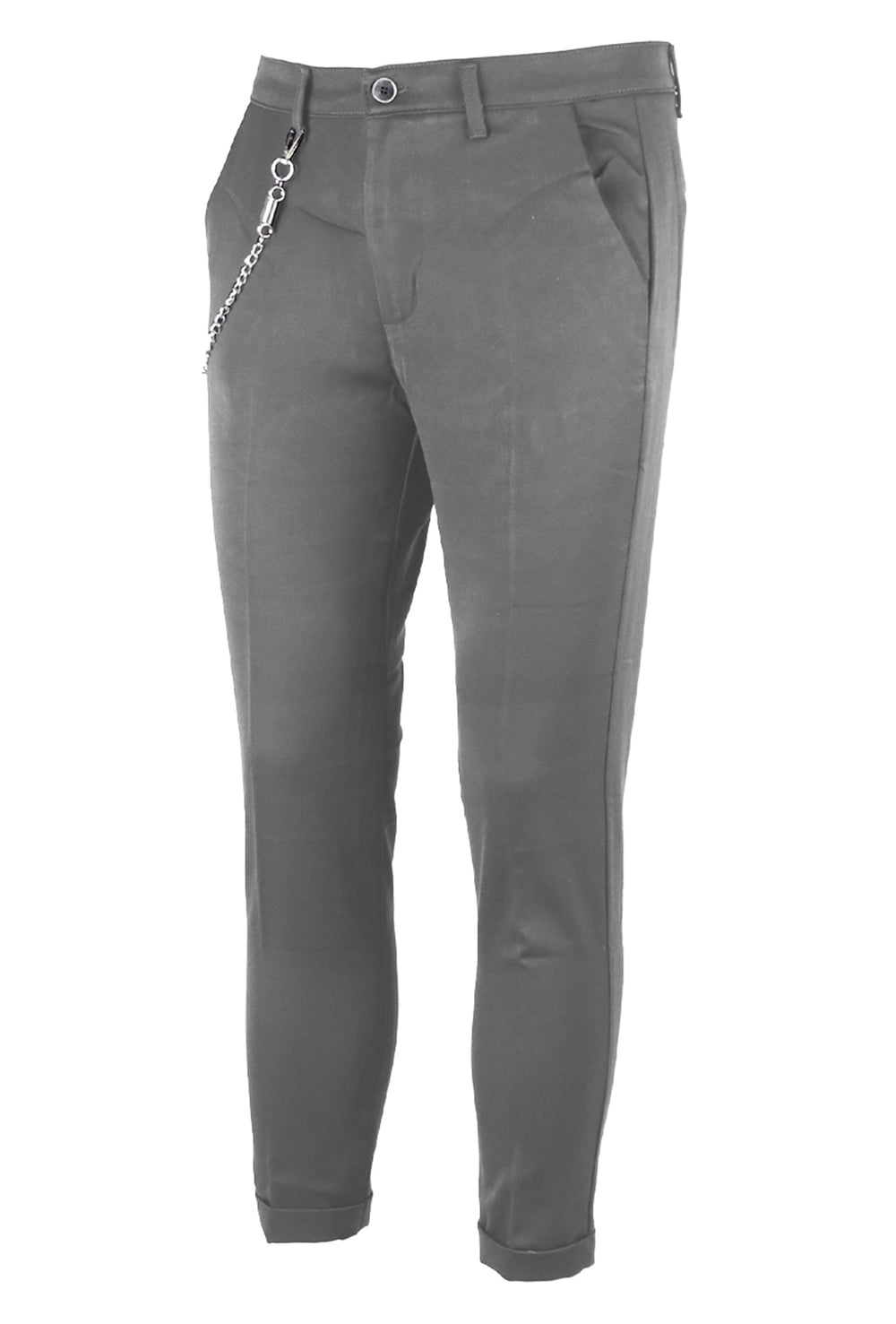 Pantalone Uomo Tasca America in Viscosa Modello elegante Gamba Stretta Dresserd - GRIGIO