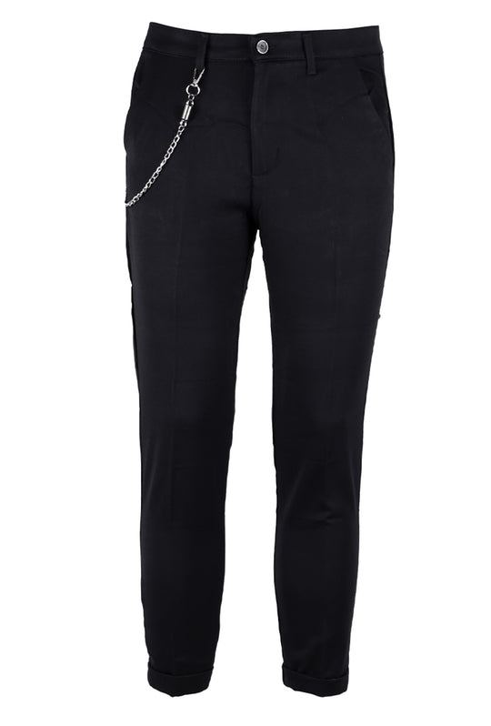 Pantalone Uomo Tasca America in Viscosa Modello elegante Gamba Stretta Dresserd - NERO