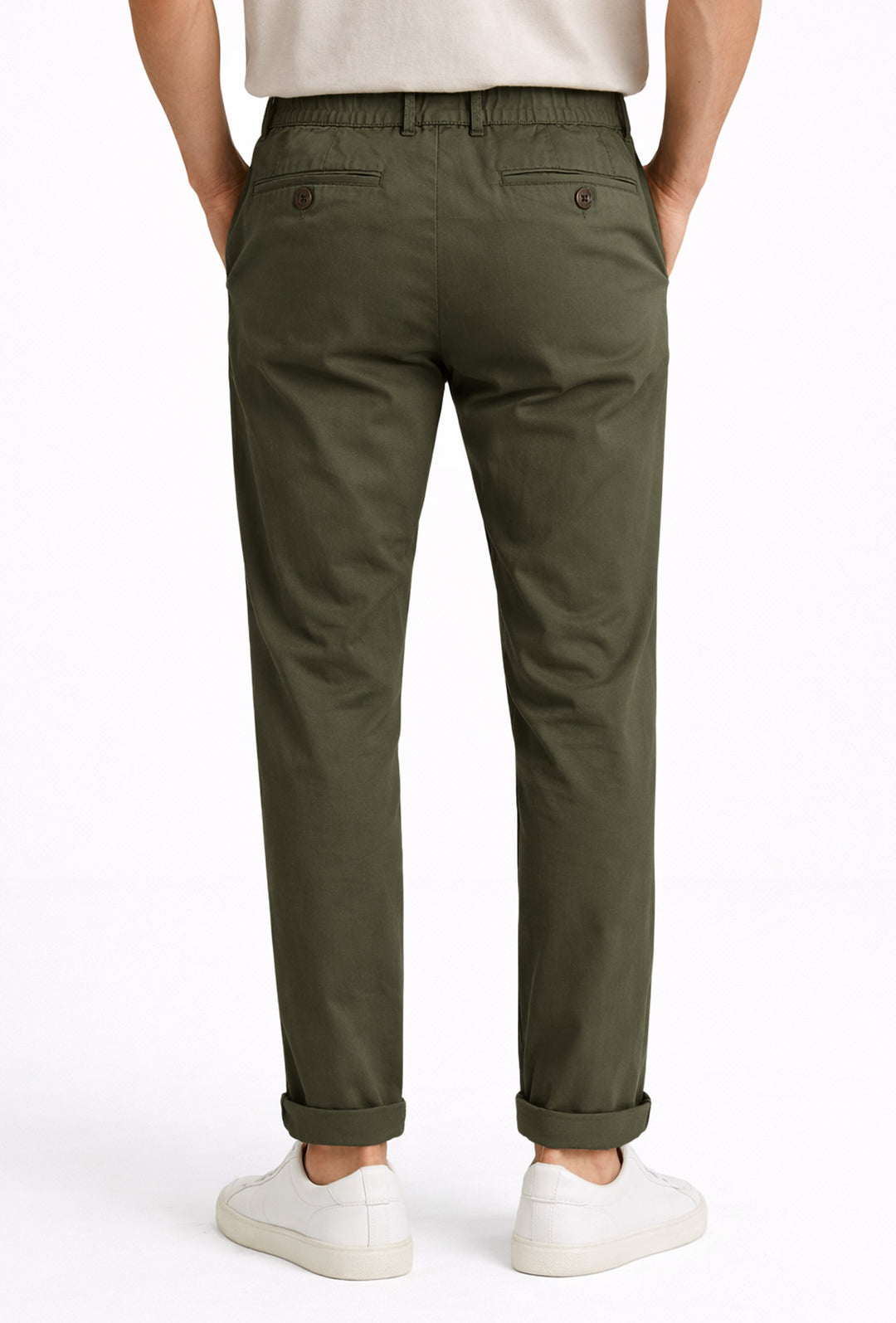 Pantalone Uomo cotone con Elastico Pantalaccio - VERDE MILITARE
