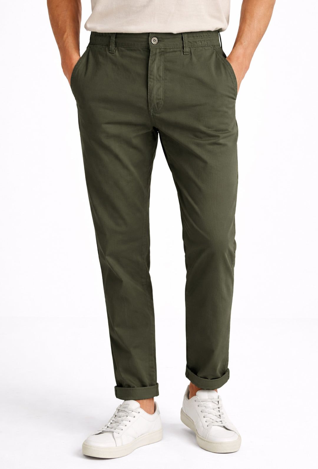 Pantalone Uomo cotone con Elastico Pantalaccio - VERDE MILITARE