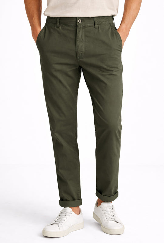 Pantalone Uomo cotone con Elastico Pantalaccio - VERDE MILITARE
