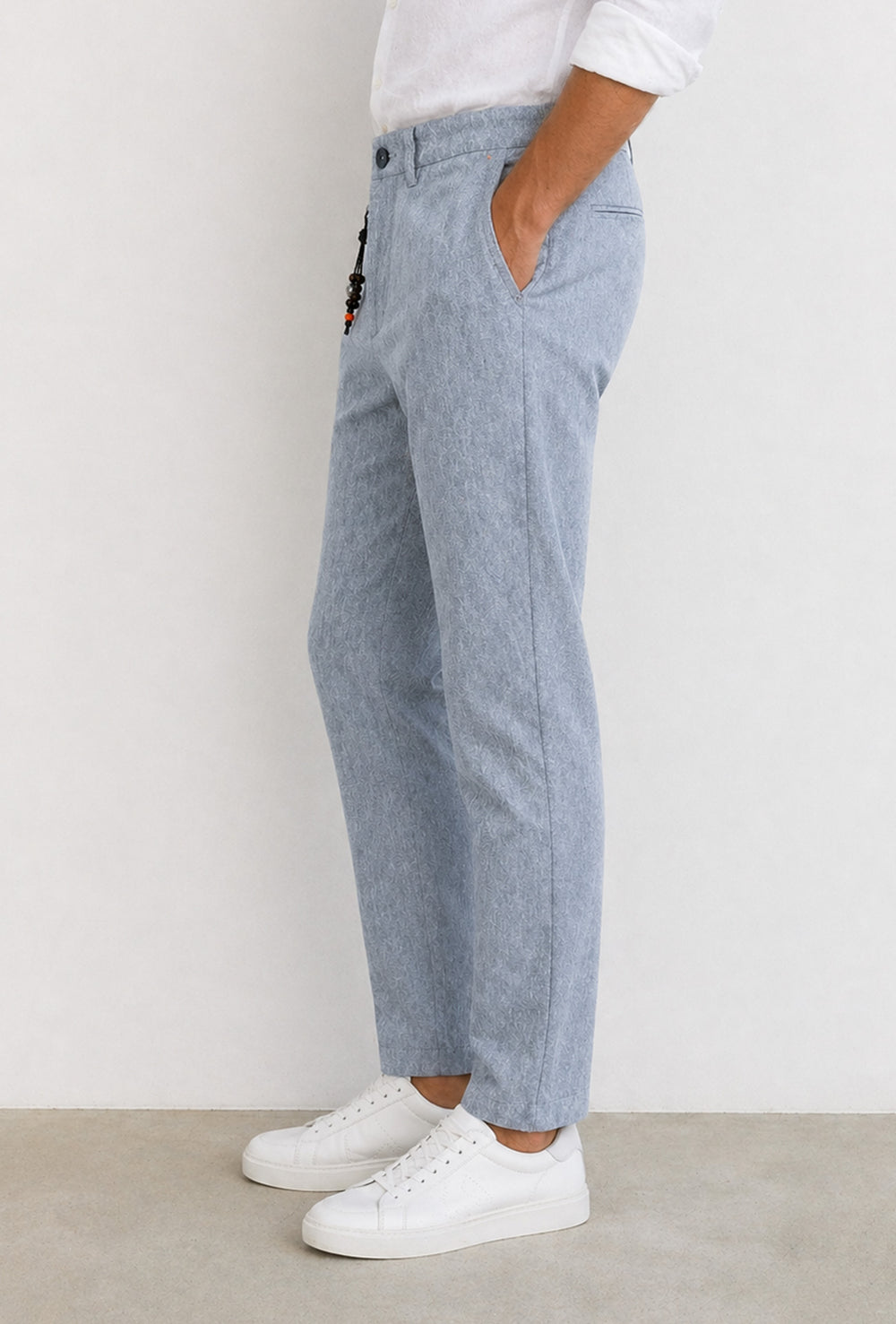 Pantalone uomo Dresserd in Lino e cotone semi slim fit - BLU