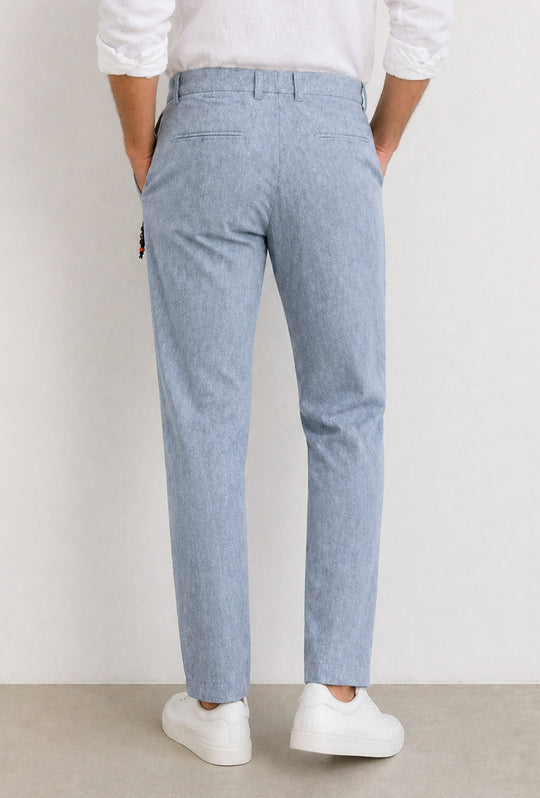 Pantalone uomo Dresserd in Lino e cotone semi slim fit - BLU